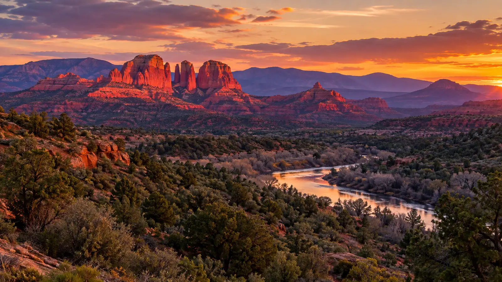 Arizona-Hochwüste in der Nähe von Sedona in der Dämmerung
